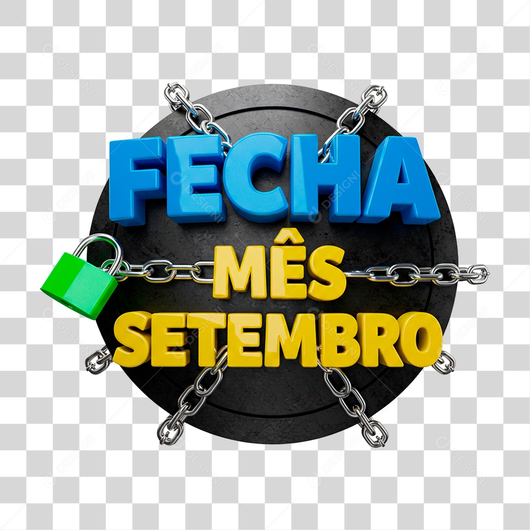 Selo 3D Fecha Mês Setembro PNG Transparente