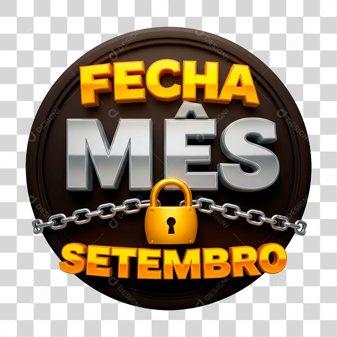 Selo 3D Fecha Mês Setembro PNG Transparente