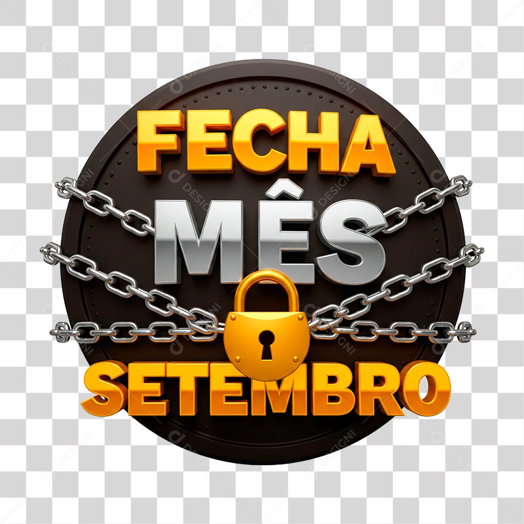 Selo 3D Fecha Mês Setembro PNG Transparente