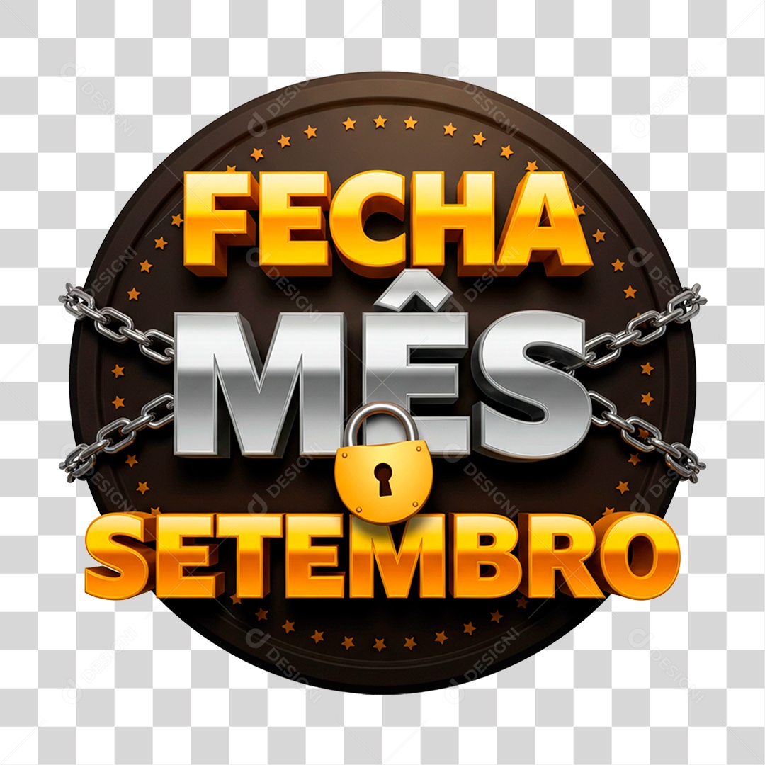 Selo 3D Fecha Mês Setembro PNG Transparente