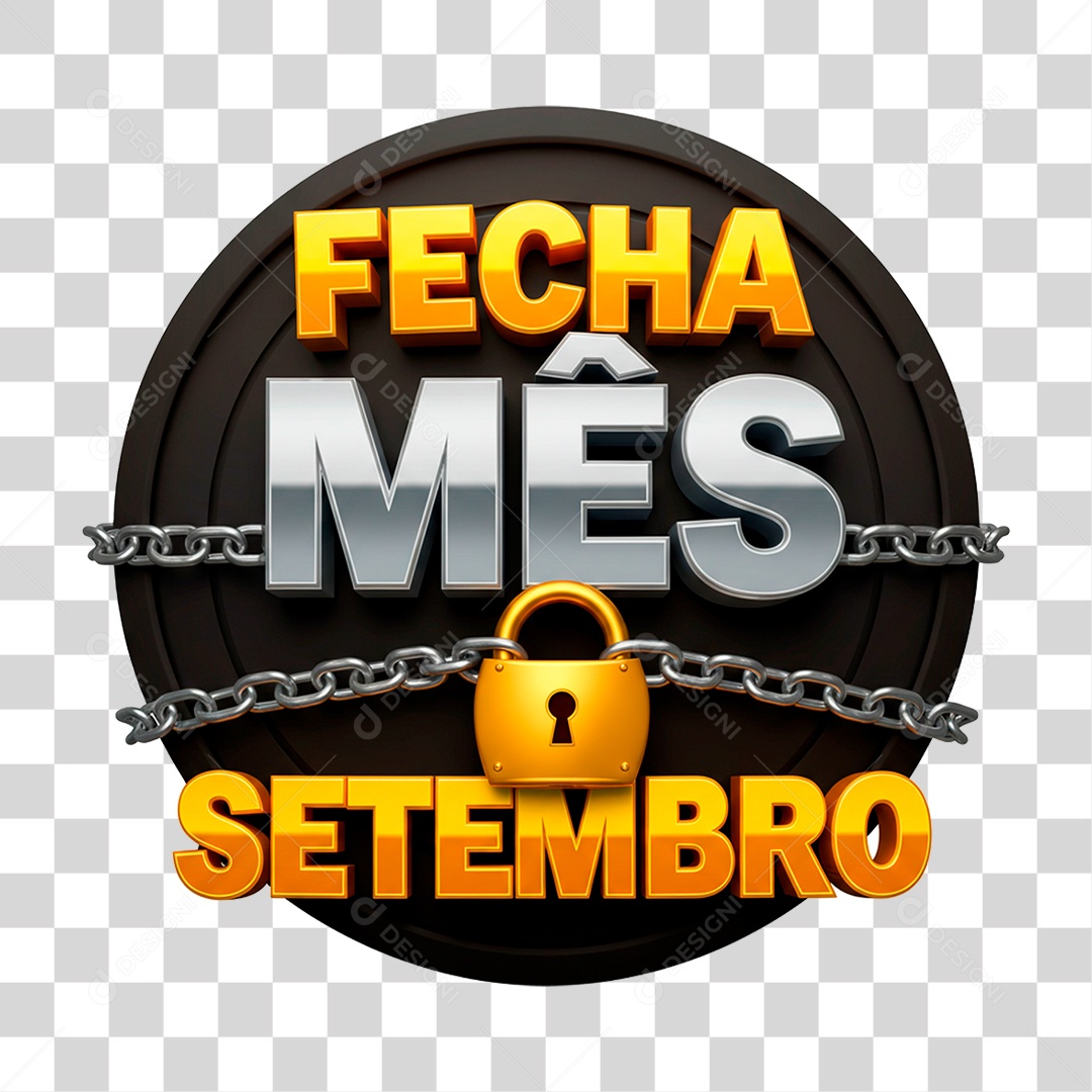 Selo 3D Fecha Mês Setembro PNG Transparente