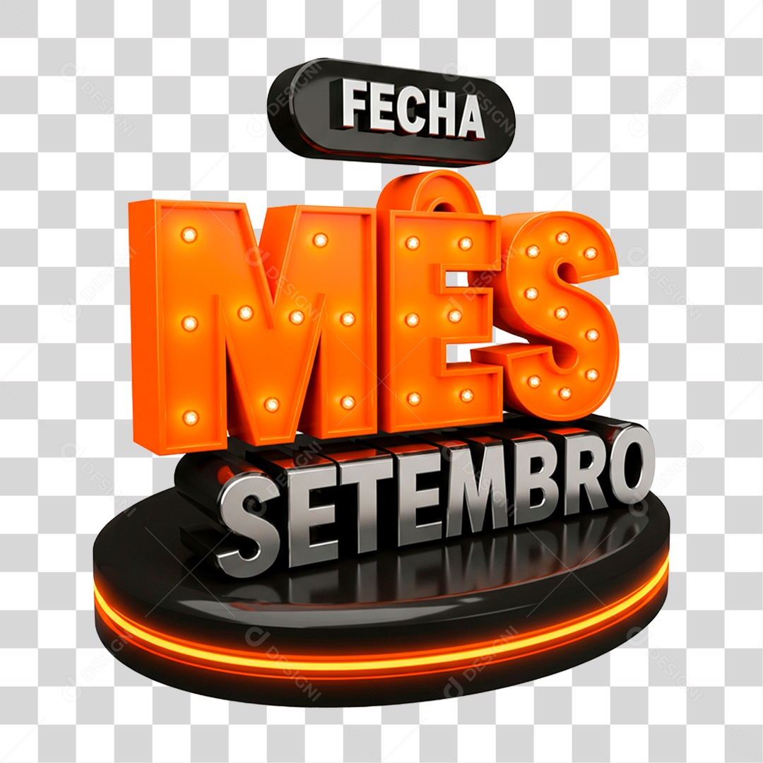 Selo 3D Fecha Mês Setembro PNG Transparente