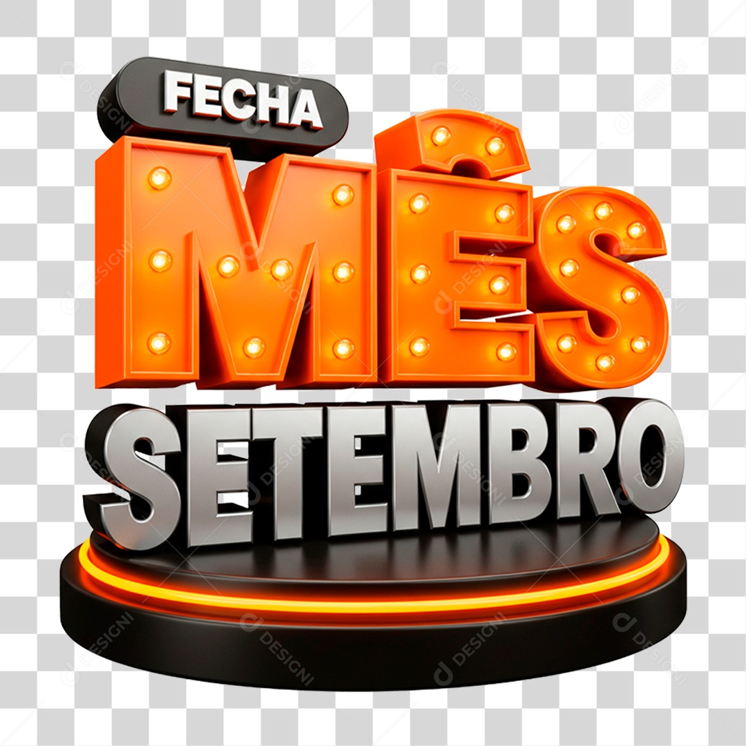 Selo 3D Fecha Mês Setembro PNG Transparente