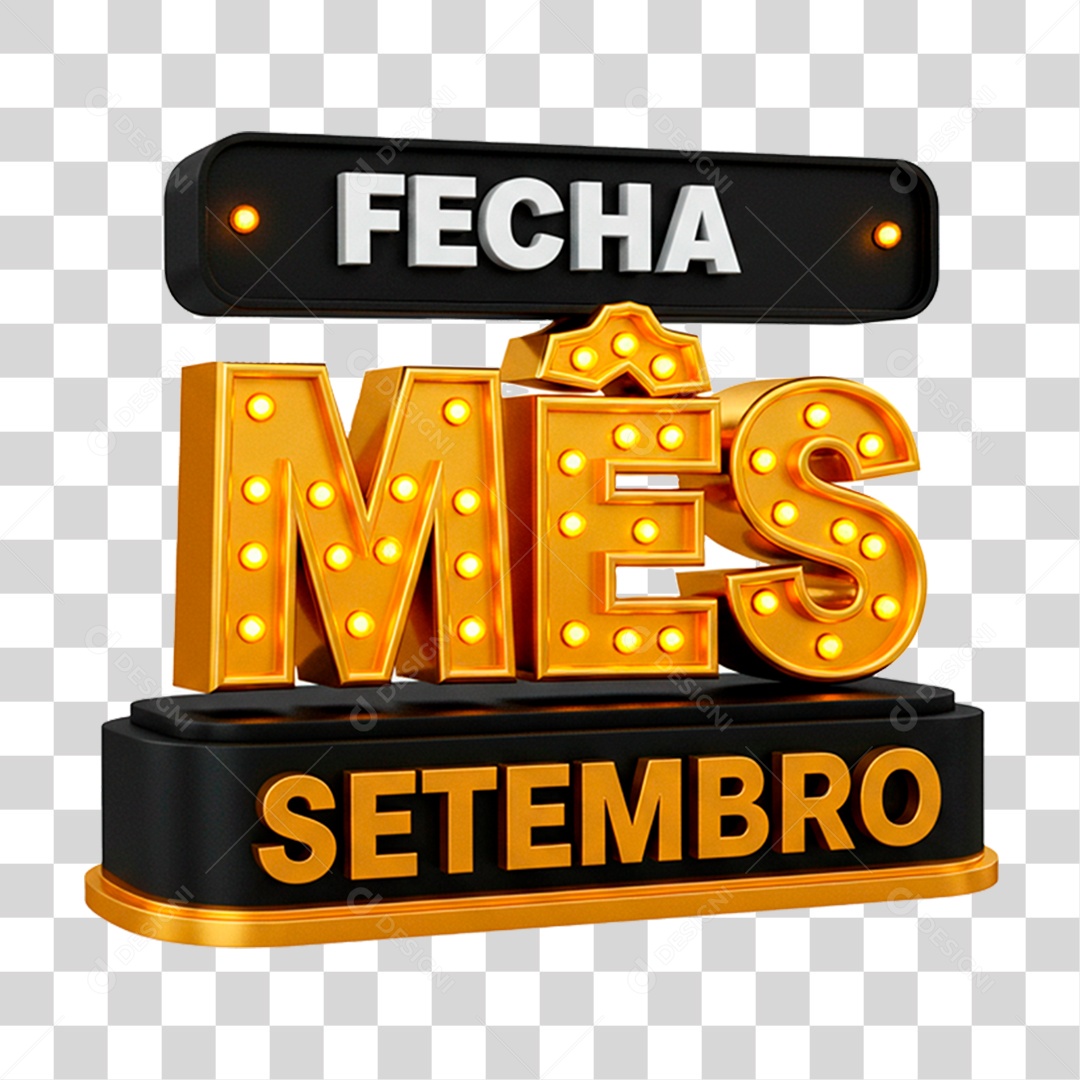 Selo 3D Fecha Mês Setembro PNG Transparente