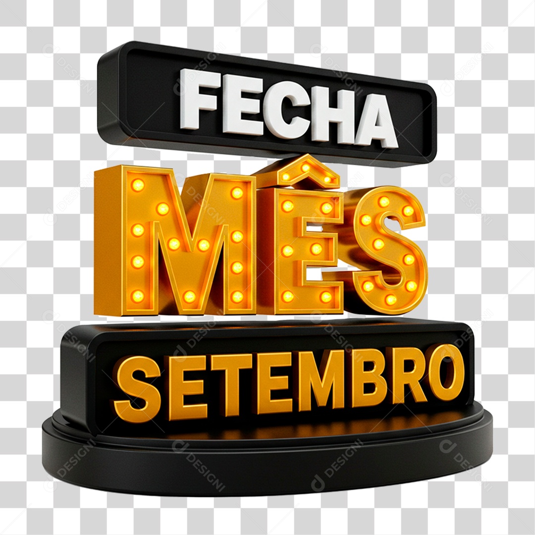 Selo 3D Fecha Mês Setembro PNG Transparente