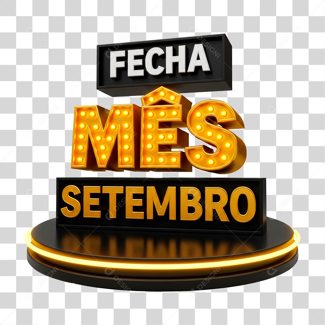 Selo 3D Fecha Mês Setembro PNG Transparente
