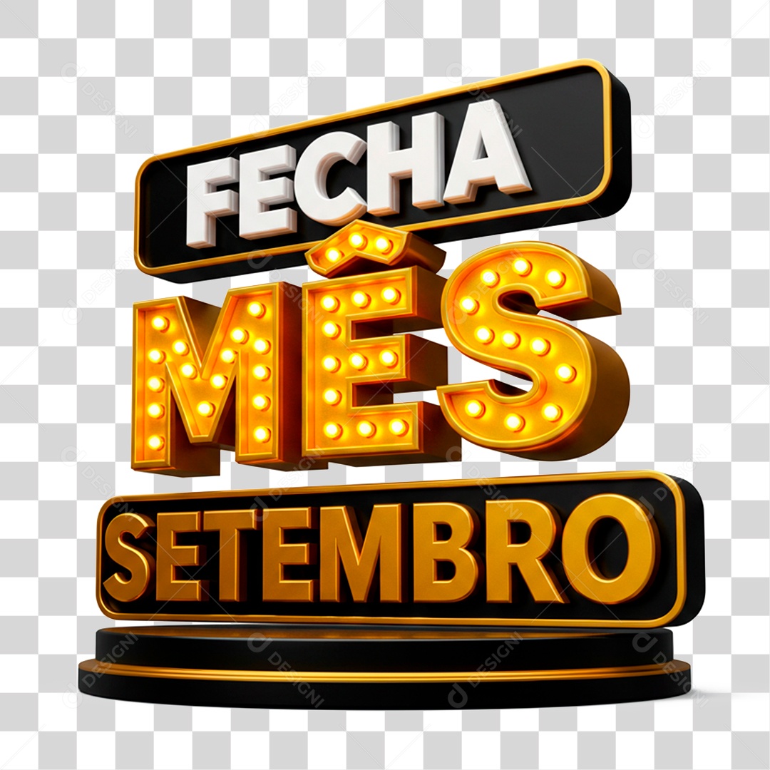 Selo 3D Fecha Mês Setembro PNG Transparente
