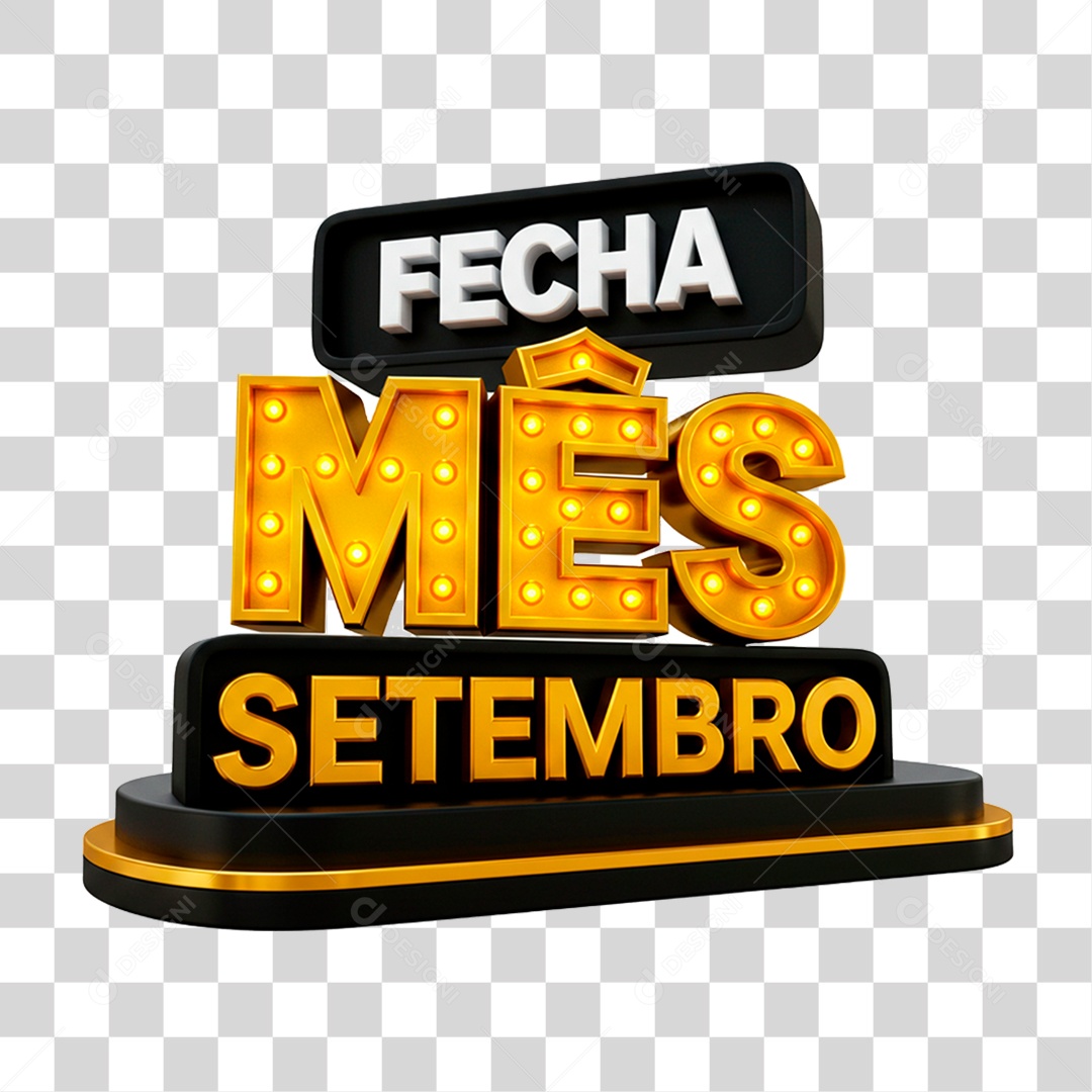Selo 3D Fecha Mês Setembro PNG Transparente
