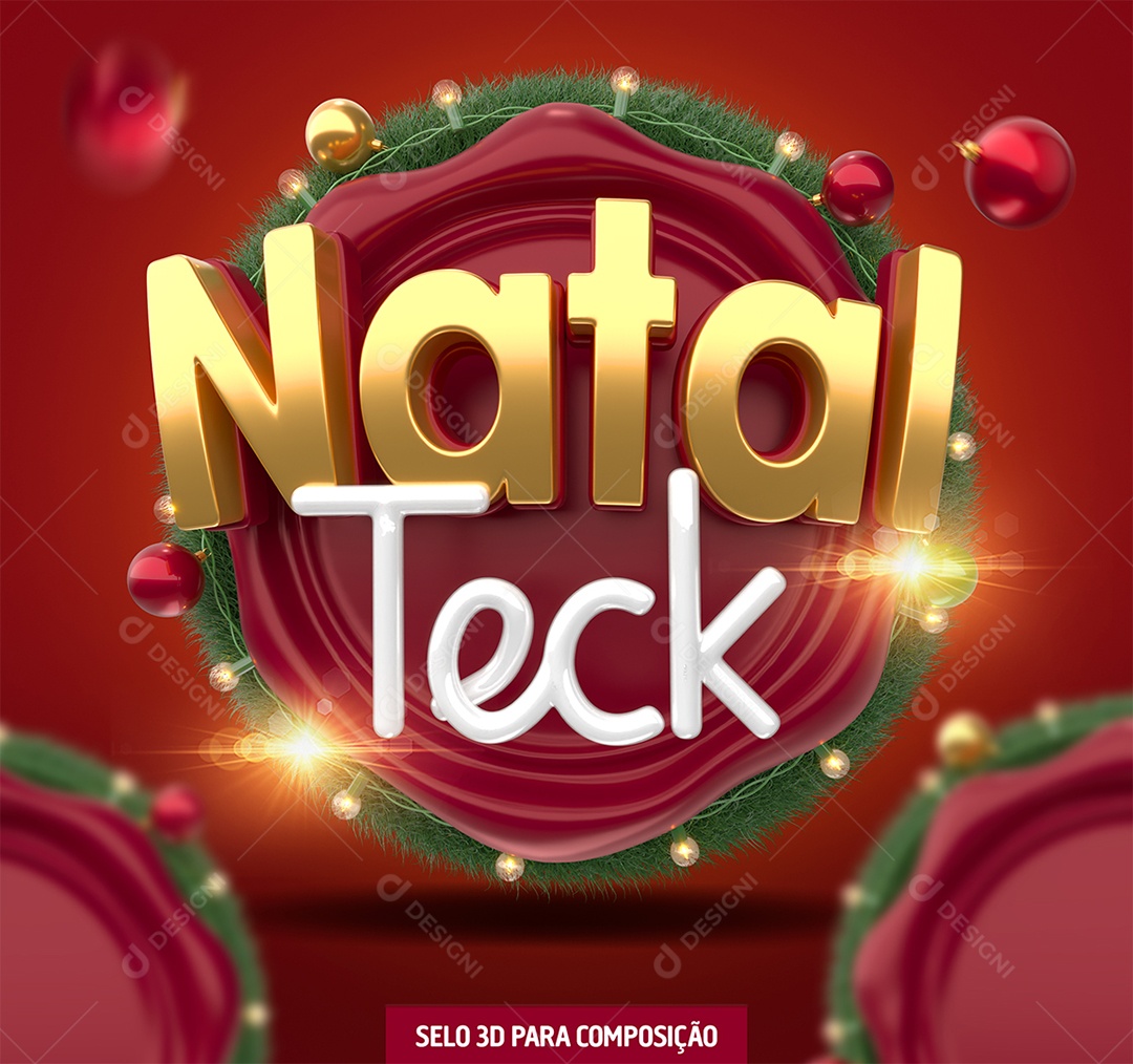 Natal Teck Selo 3D Dourado e Branco para Composição PSD