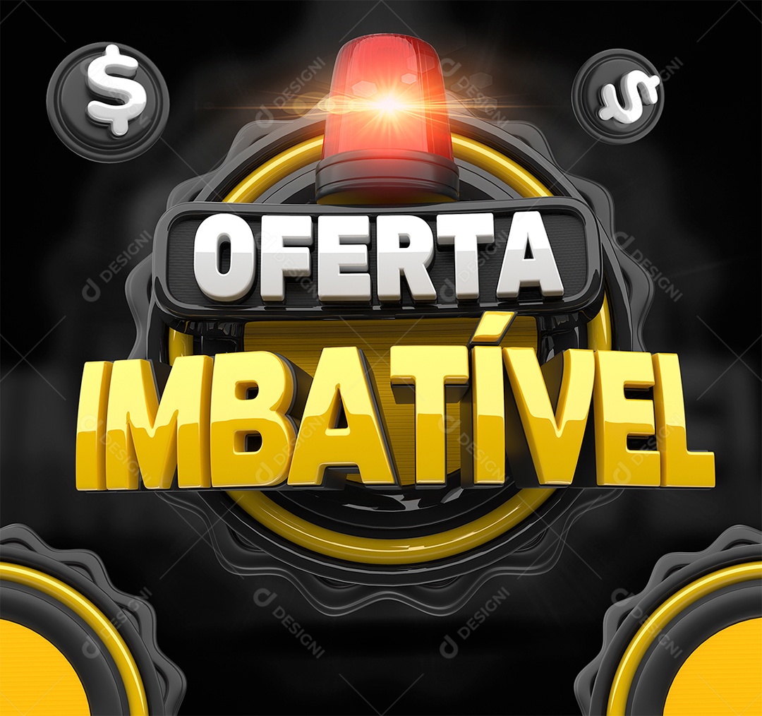Oferta Imbatível Selo 3D Branco e Amarelo para Composição PSD