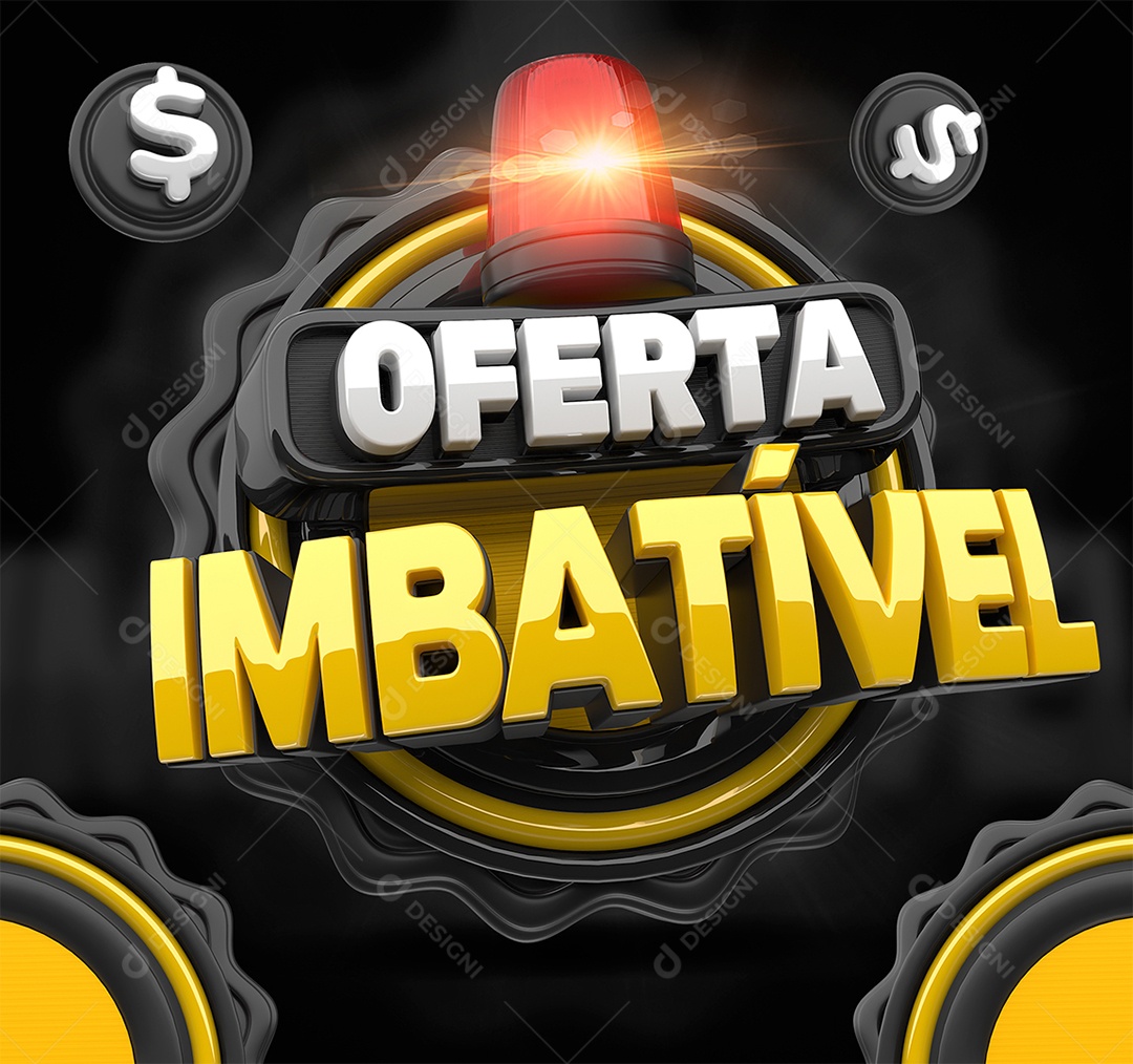Oferta Imbatível Selo 3D Branco e Amarelo para Composição PSD
