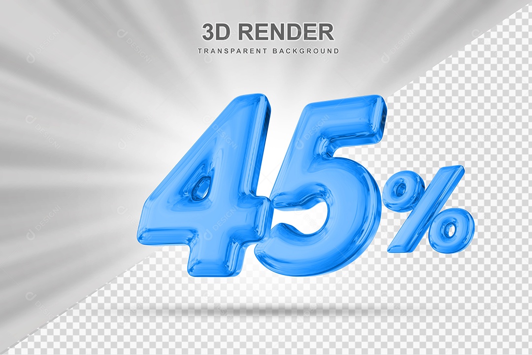 Número de Desconto 45% Elemento 3D Azul para Composição PSD
