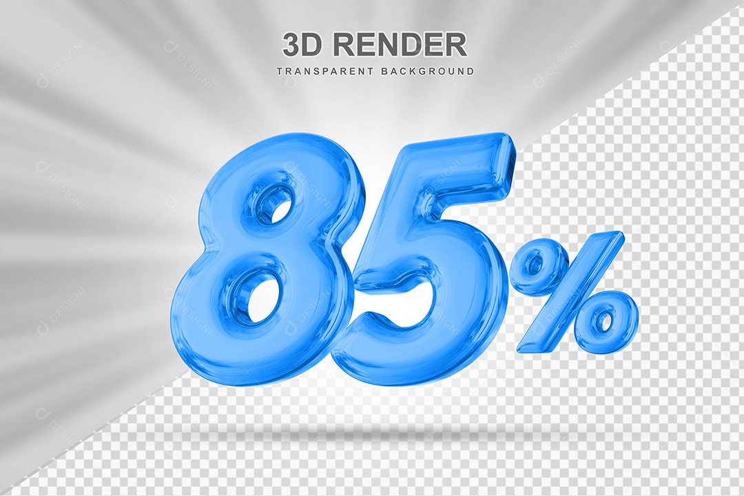 Número de Desconto 85% Elemento 3D Azul para Composição PSD