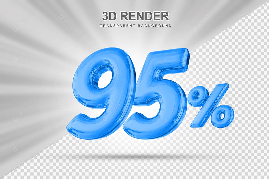 Número de Desconto 95% Elemento 3D Azul para Composição PSD