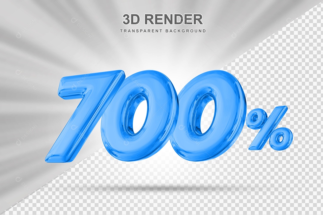 Número de Desconto 700% Elemento 3D Azul para Composição PSD