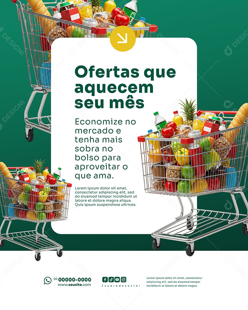 Supermercado Ofertas Que Aquecem Seu Mês Social Media PSD Editável