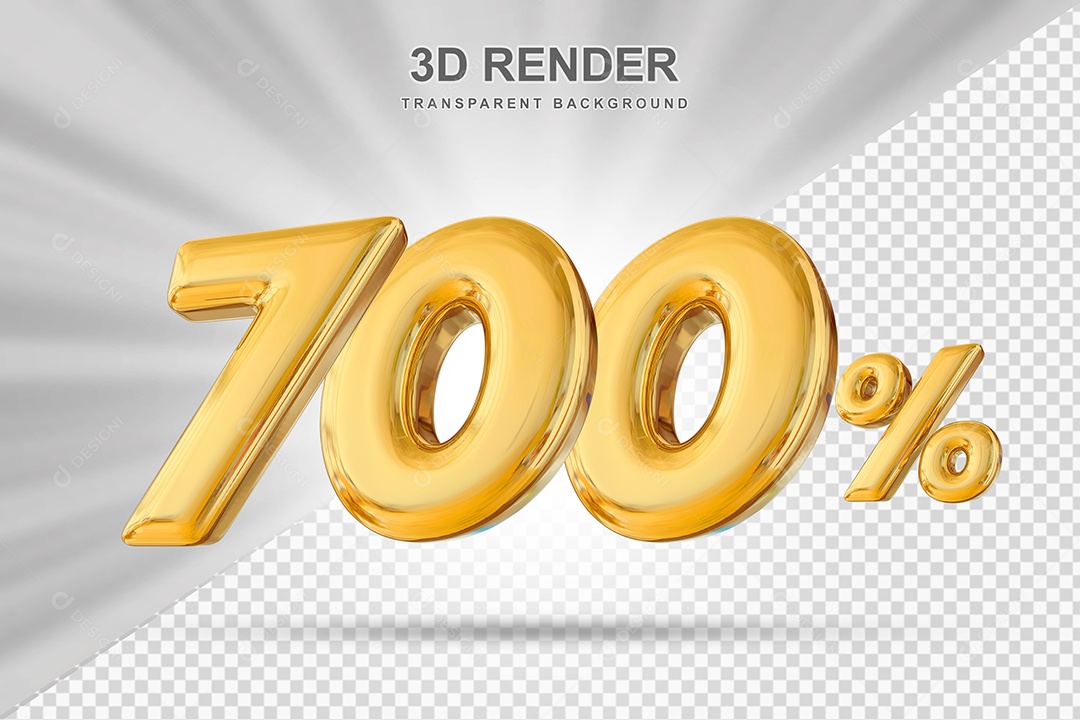 Número de Desconto 700% Elemento 3D Dourado para Composição PSD