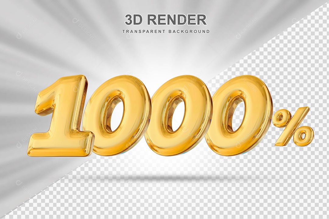 Número de Desconto 1000% Elemento 3D Dourado para Composição PSD