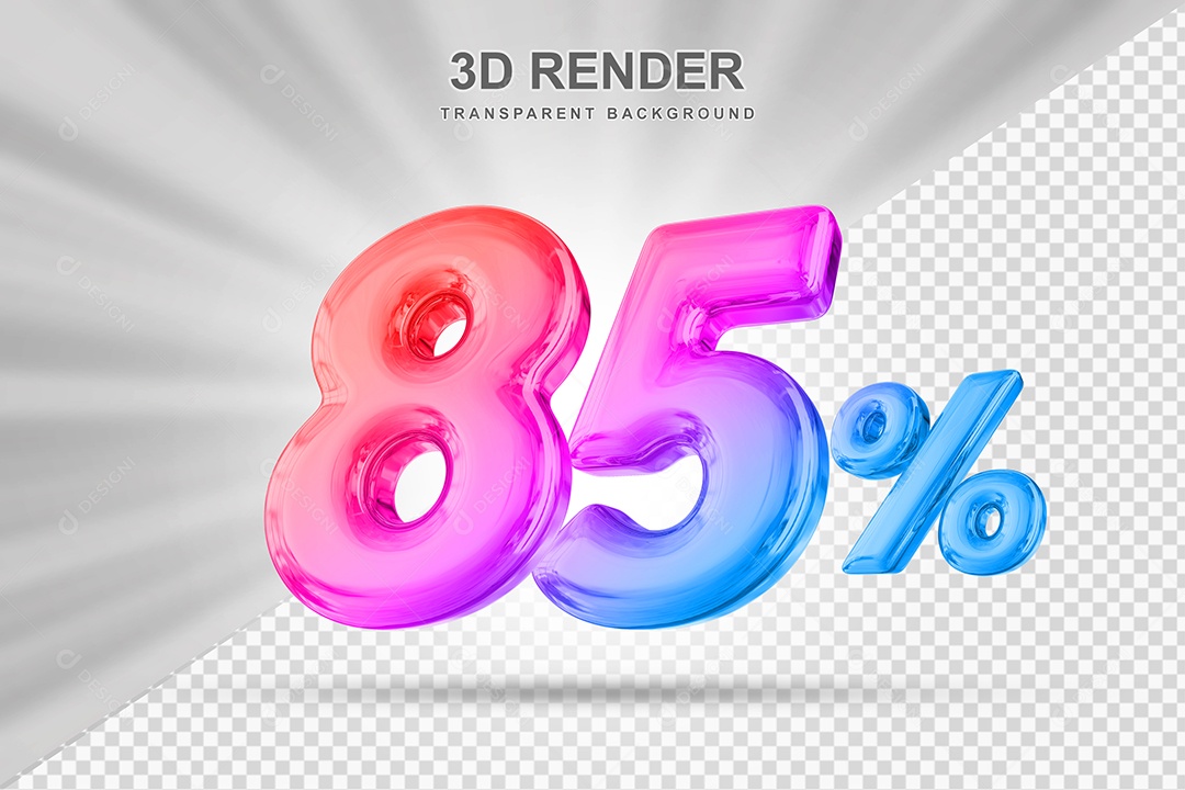 Número de Desconto 85% Elemento 3D Colorido para Composição PSD