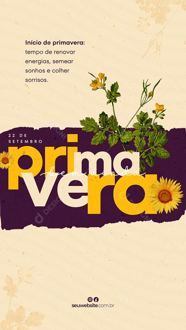 Story Bem Vindo Primavera 22 de Setembro Social Media PSD Editável