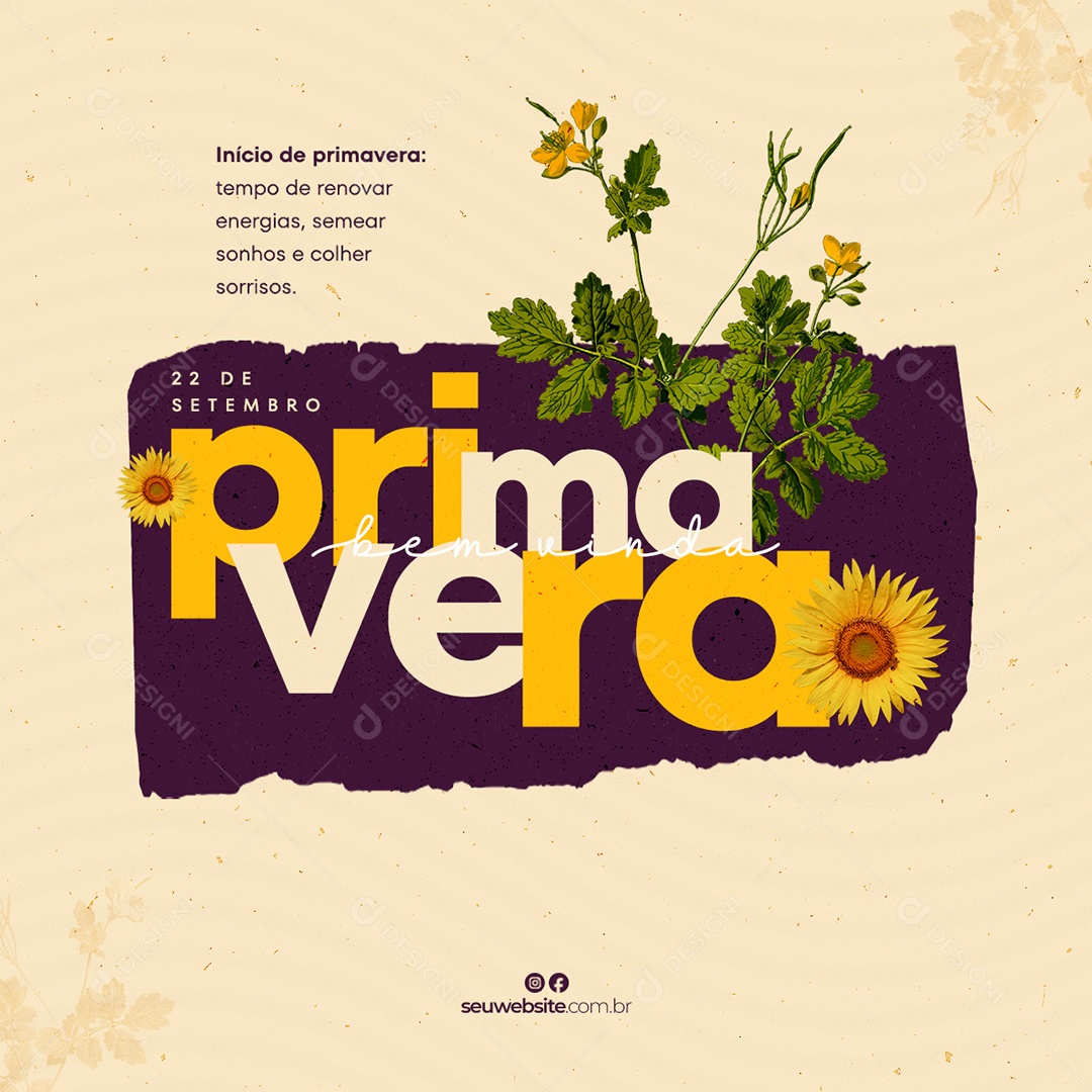 Bem Vindo Primavera 22 de Setembro Social Media PSD Editável