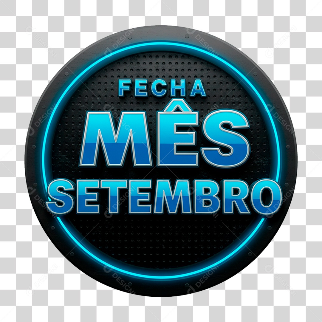 Selo 3D Fecha Mês Setembro PNG Transparente