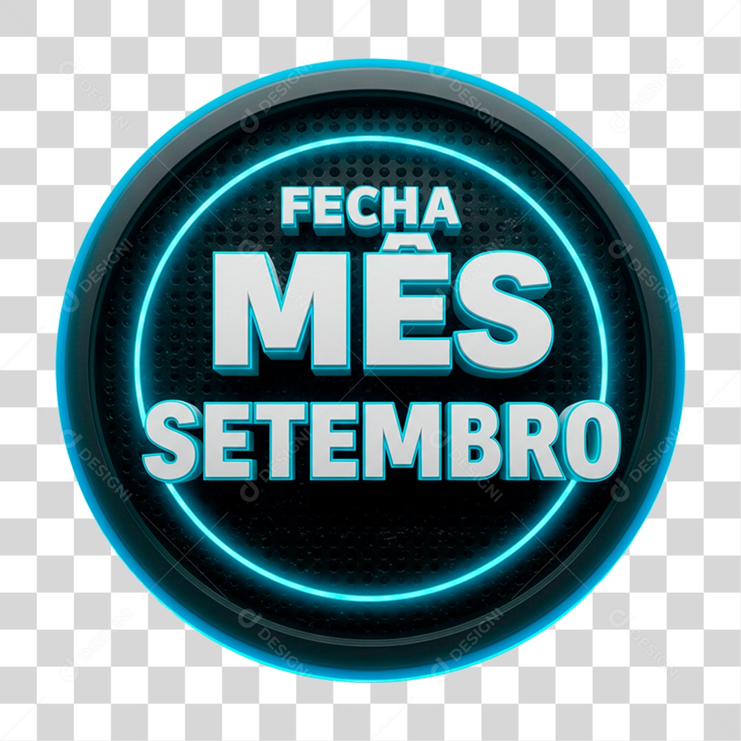 Selo 3D Fecha Mês Setembro PNG Transparente