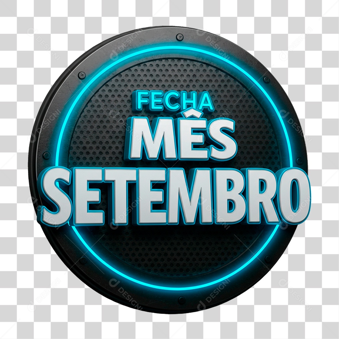 Selo 3D Fecha Mês Setembro PNG Transparente