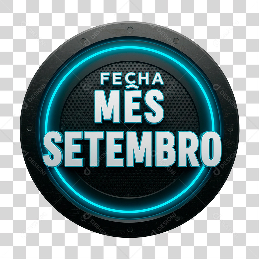 Selo 3D Fecha Mês Setembro PNG Transparente