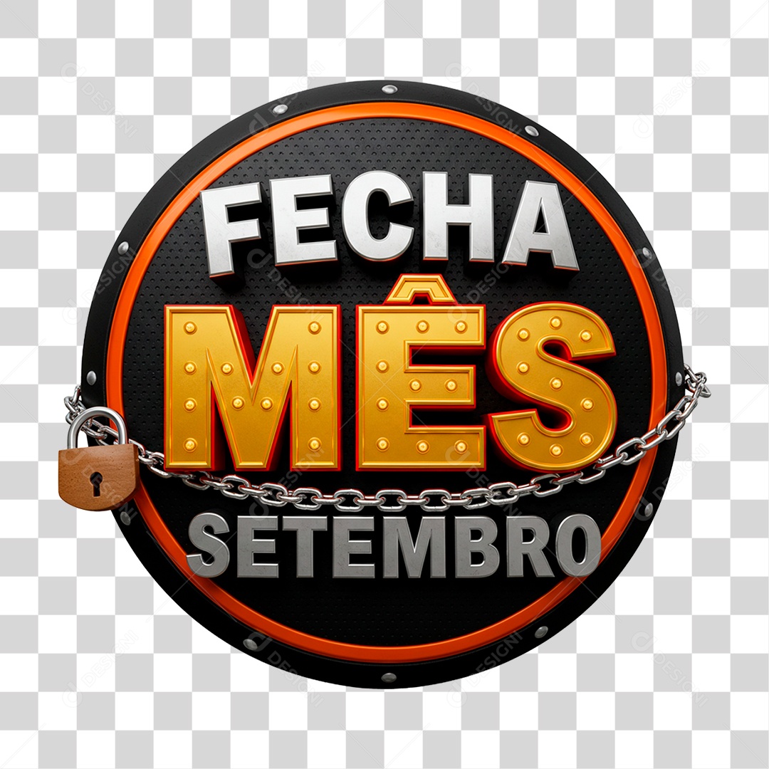 Selo 3D Fecha Mês Setembro PNG Transparente