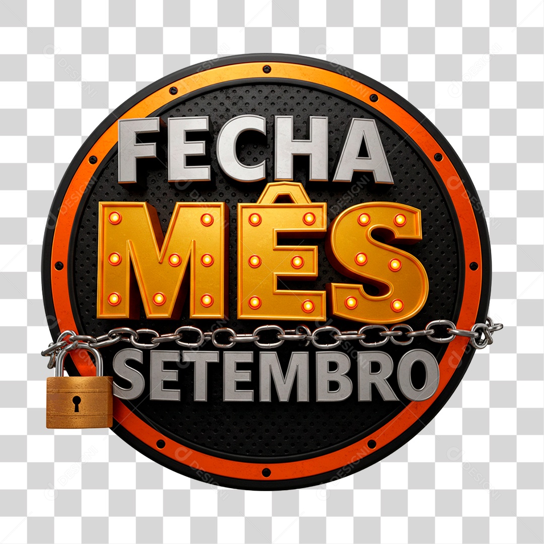 Selo 3D Fecha Setembro PNG Transparente
