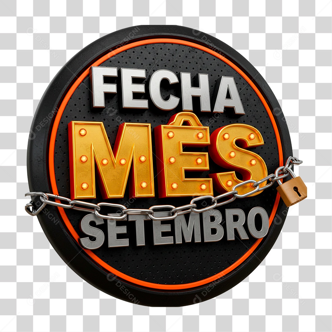 Selo 3D Fecha Mês Setembro PNG Transparente