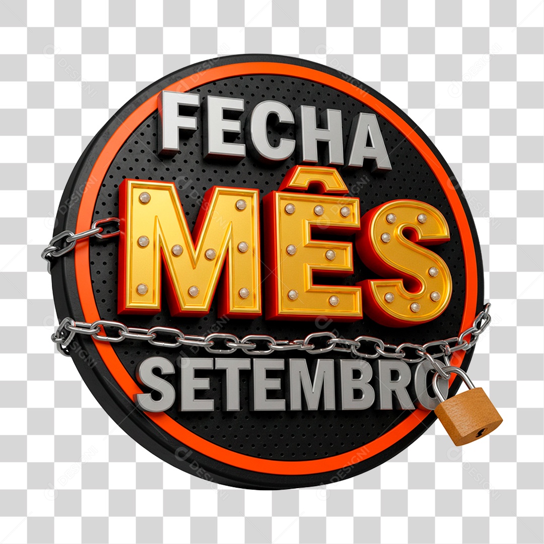 Selo 3D Fecha Setembro PNG Transparente