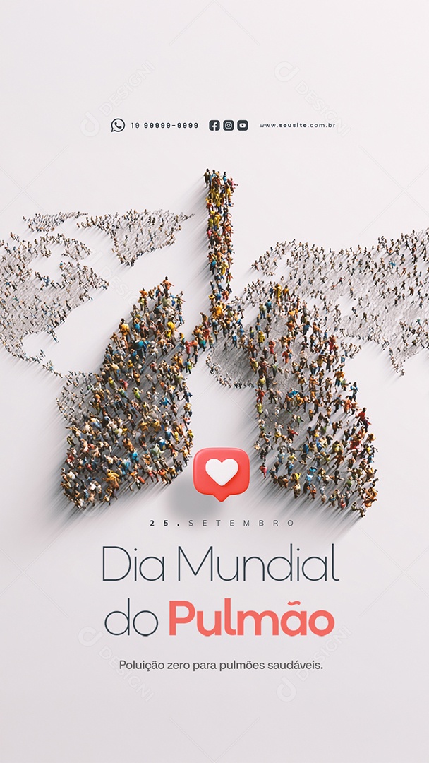 Story Dia Mundial do Pulmão 25 de Setembro Poluição Zero para Pulmões Social Media PSD Editável