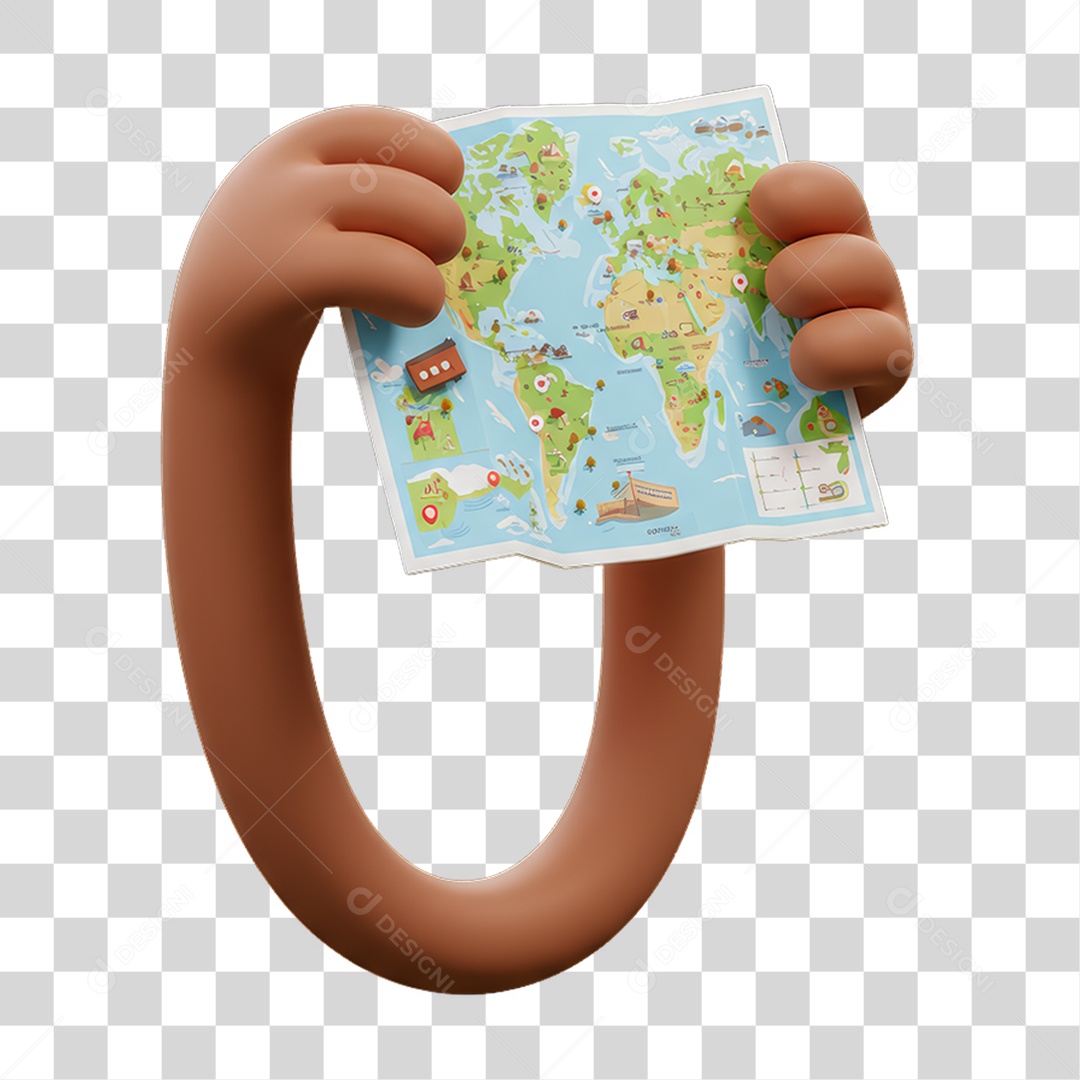 Elemento 3D Mão Segurando Mapa PNG Transparente