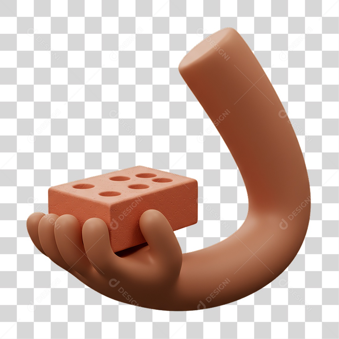 Elemento 3D Mão Segurando um Tijolo PNG Transparente