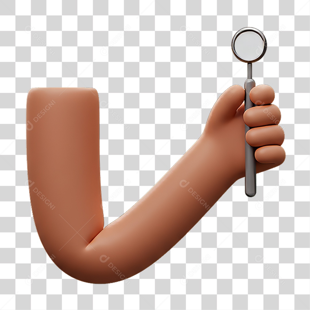 Elemento 3D Mão Segurando um Espelho Bucal PNG Transparente