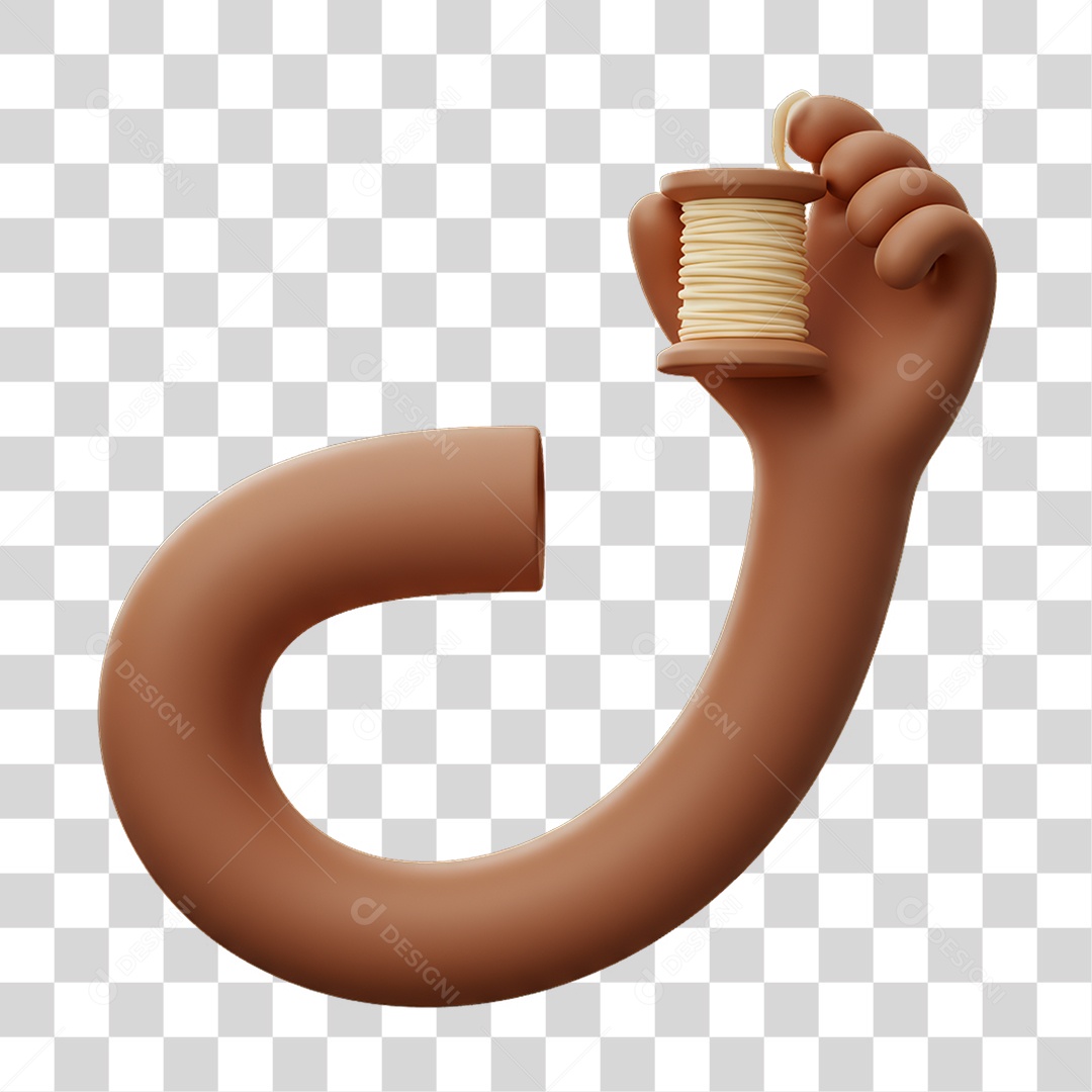 Elemento 3D Mão Segurando Novilho de Linha PNG Transparente