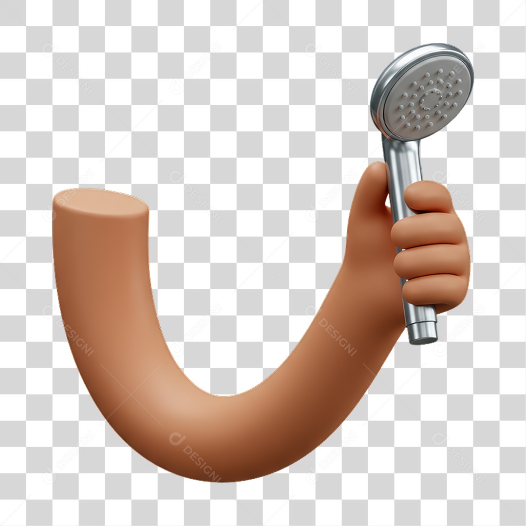 Elemento 3D Mão Segurando Chuveiro PNG Transparente