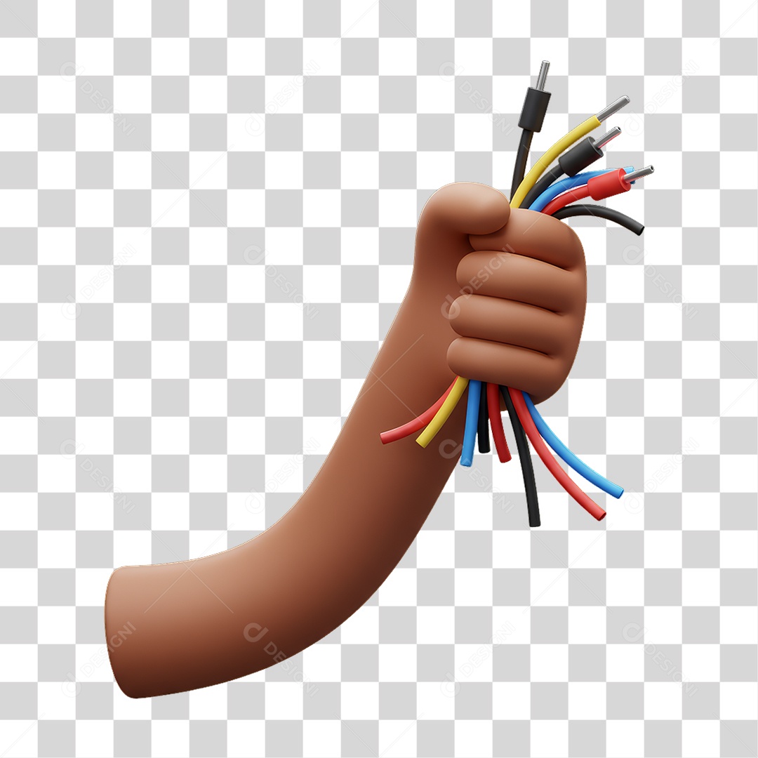 Elemento 3D Mão Segurando Fios PNG Transparente