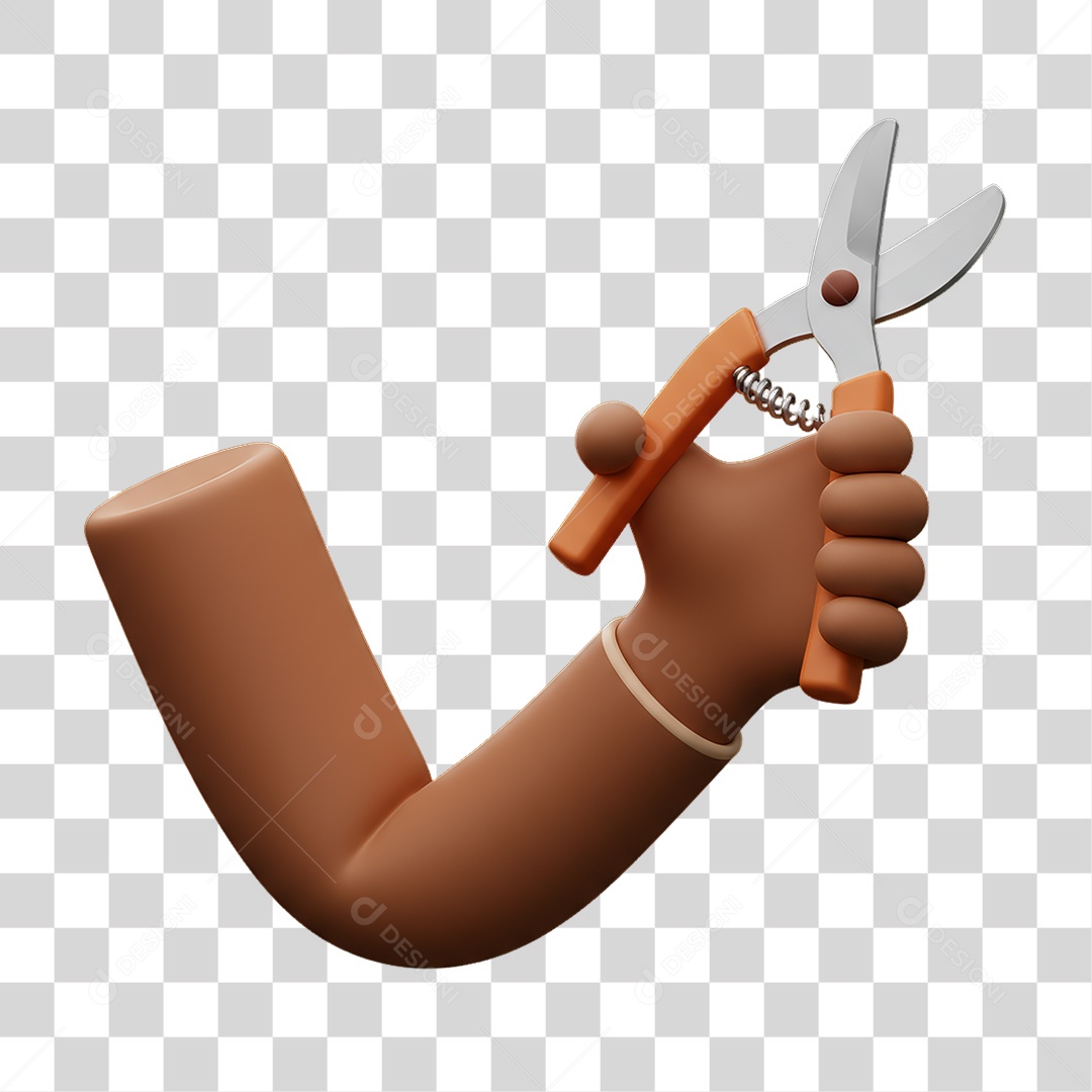 Elemento 3D Mão Segurando Tesoura PNG Transparente