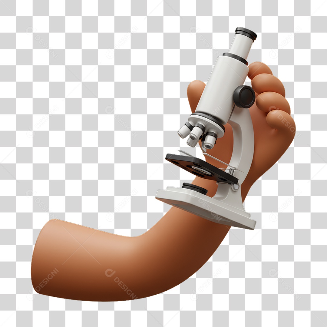 Elemento 3D Mão Segurando Telescópio PNG Transparente
