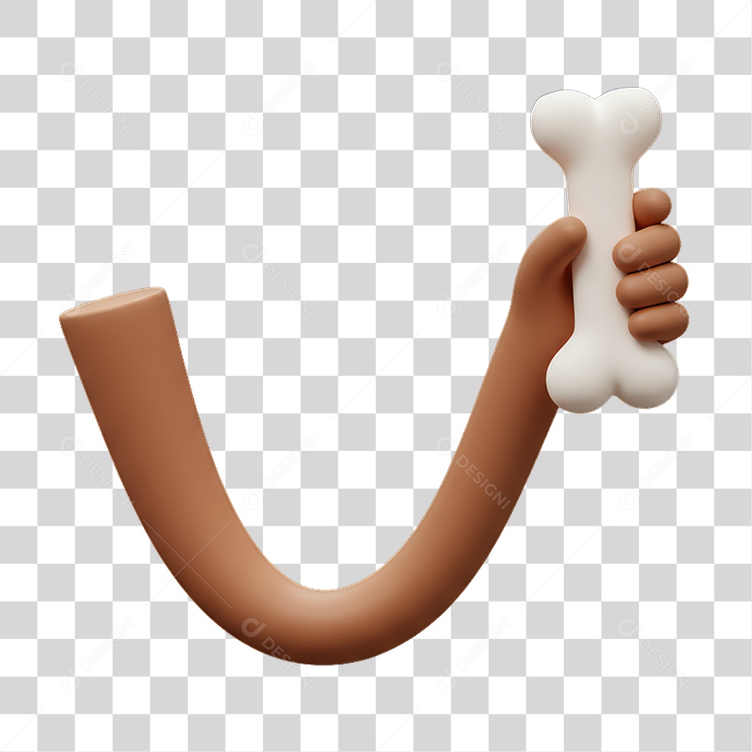 Elemento 3D Mão Segurando Osso PNG Transparente
