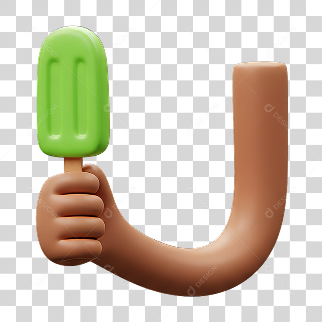 Elemento 3D Mão Segurando Picolé PNG Transparente