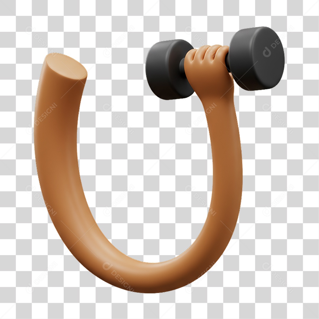 Elemento 3D Mão Segurando Peso de Academia PNG Transparente