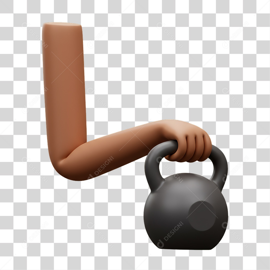 Elemento 3D Mão Segurando Peso de Academia PNG Transparente