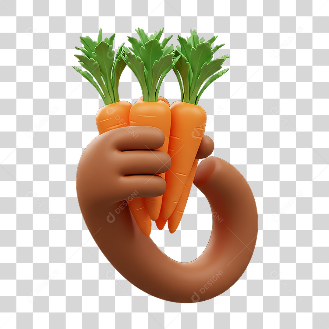Elemento 3D Mão Segurando Cenouras PNG Transparente