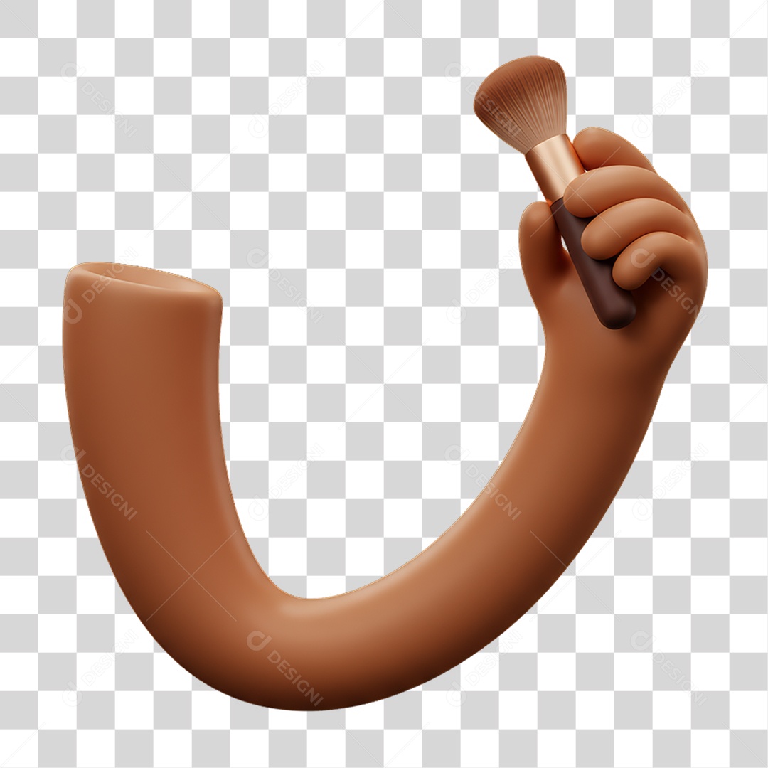 Elemento 3D Mão Segurando Pincel PNG Transparente
