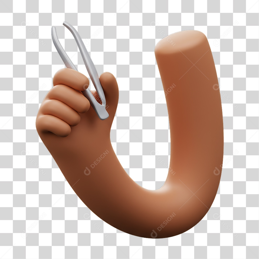 Elemento 3D Mão Segurando uma Pinça PNG Transparente