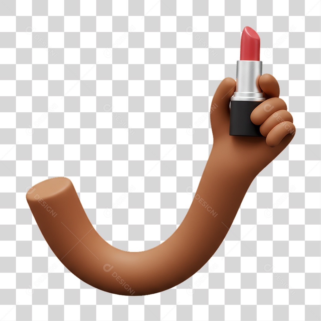 Elemento 3D Mão Segurando Batom PNG Transparente